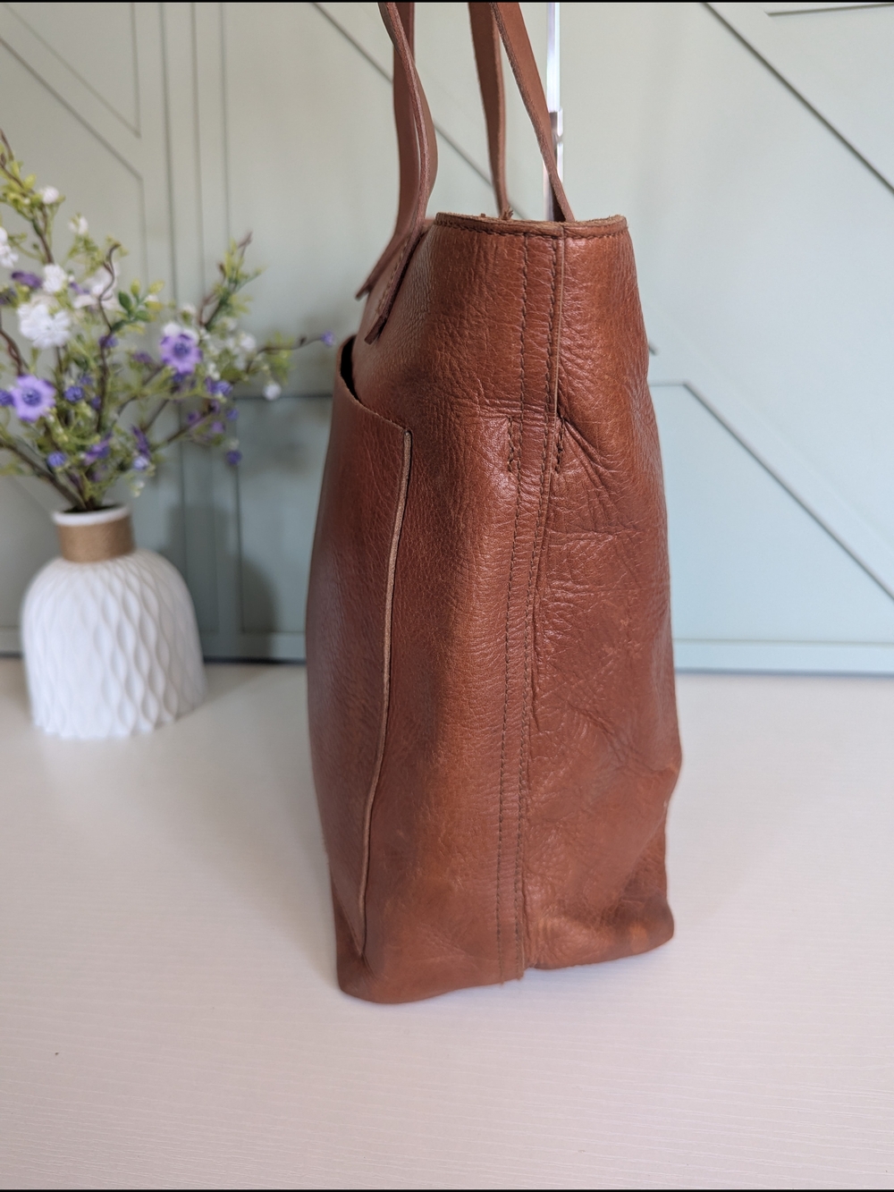 Madewell Brown Leather Tote Bag - Picture 3 of 11